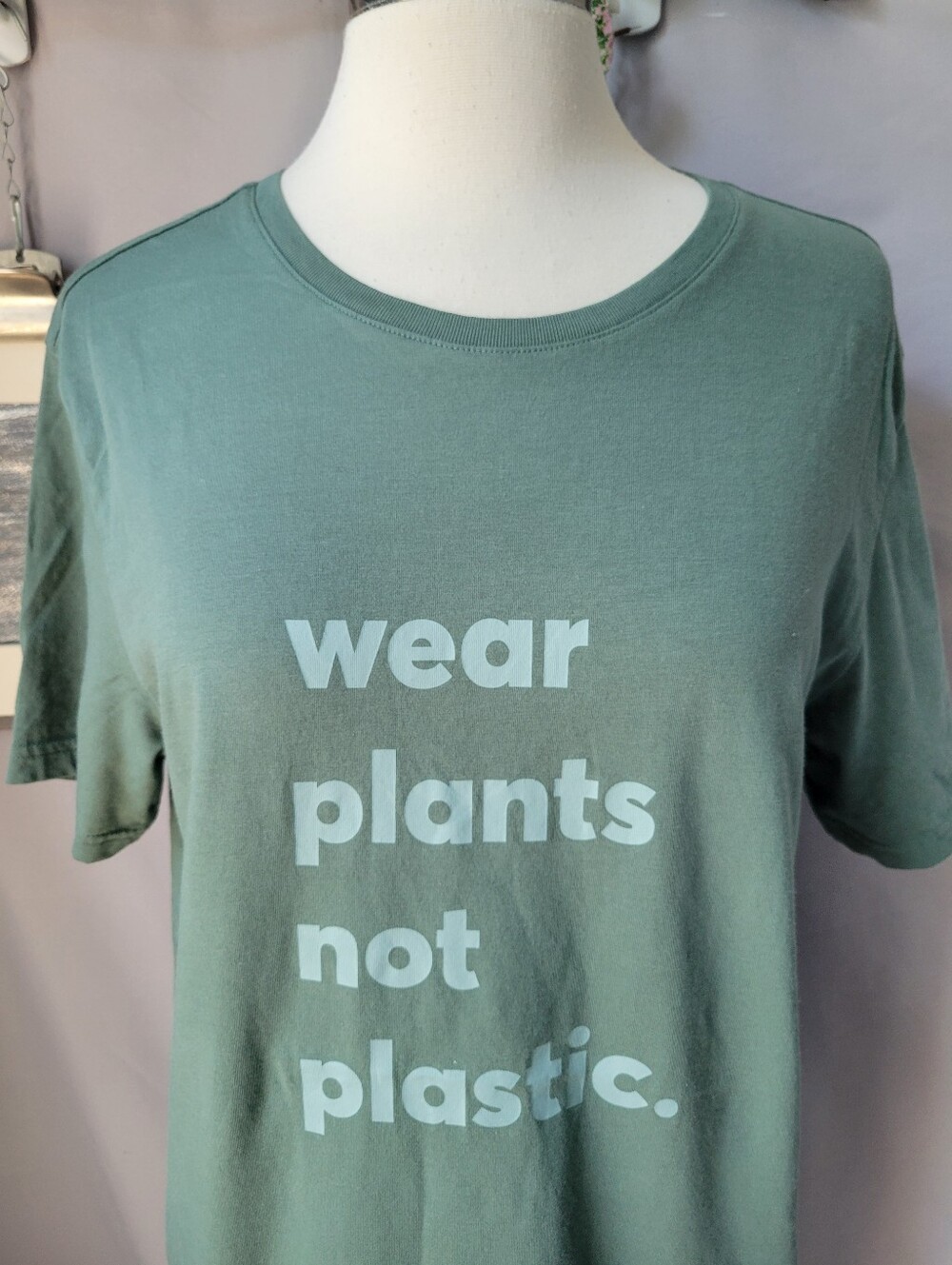 Pact Short Sleeve Graphic Tee Green Wear Plants Not Plastic M - Picture 3 of 11